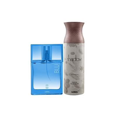 Ajmal Blu Femme EDP Floral Woody Perfume And Shadow Homme Deodorant Citrus Woody Fragrance 250 ml - Perfumes (Edt/Edp)