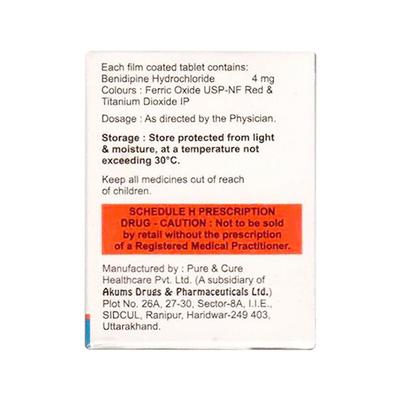 BENITOWA 4 Tablet 15's - Hypertension-Cal