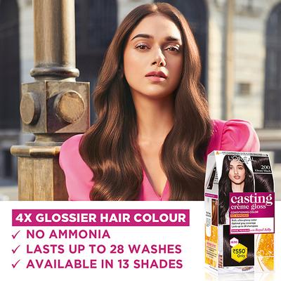 L'Oreal Paris Casting Creme Gloss Hair Color, Ebony Black 200 159.5 Gm - Crème