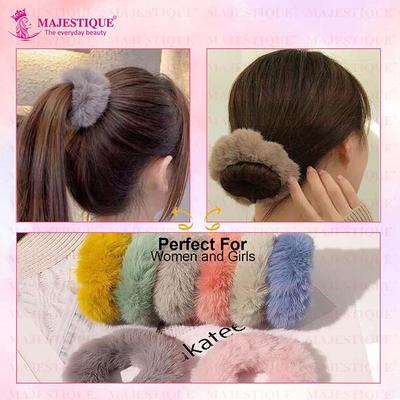 Majestique Fancy Spongy Hair Rubber Band Elastic Ponytail Holder Hair Accessories For Women And Girl - Multicolor 10's - Hair Clips/Bands
