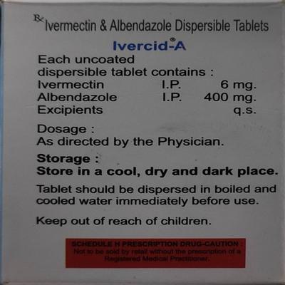 Ivercid A 400/6mg Tablet 10'S - Parasitic Worms-Ant
