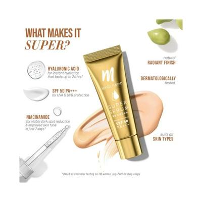 Myglamm Super Serum Bb Cream with Hyaluronic Acid SPF 50 PA+++ 201 Pine 15gm - Contour