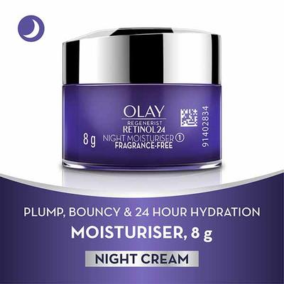 Olay Regenerist Retinol 24 Night Moisturiser Fragrance Free Smooth Wake Up to Plumper Younger Looking Skin 8gm - Face Moisturizers