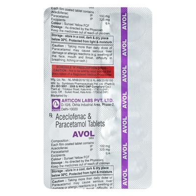 Avol Tablet 10'S - Pain relief-Nsa