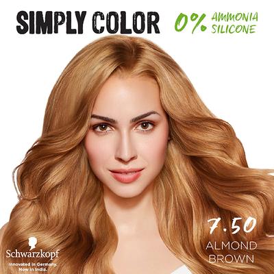 Schwarzkopf Simply Color Permanent Hair Colour 7.50 Almond Brown 142.5 ml - Crème