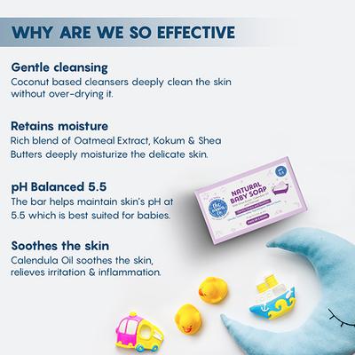 The Moms Co. Natural Baby Soap with Shea Butter, Calendula Oil and Oatmeal each 75gm 2's - Baby Soap