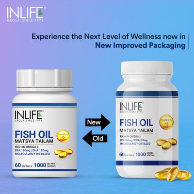 INLIFE Fish Oil 1000 mg Softgel 60's - Omega Fish Oil Fatty Acids
