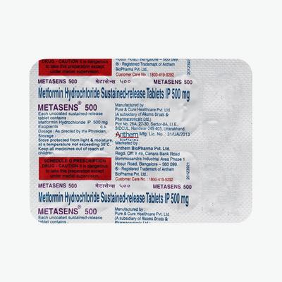 Metasens 500mg Tablet 10'S - Diabetes-Ant