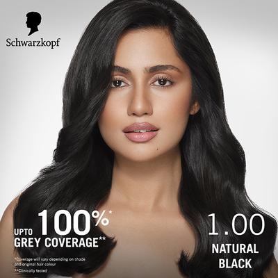 Schwarzkopf Simply Colour Permanent Hair Colour For 100% Grey Coverage - 1.00 Natural Black 142.5 ml - Crème