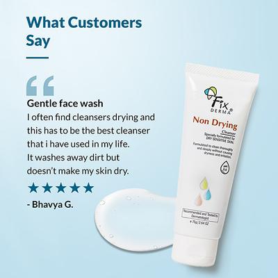 Fixderma Non Drying Cleanser, Gentle, Pore-Refining, Soap Free For Dry & Sensitive Skin (60gm ) - Face Wash & Cleansers