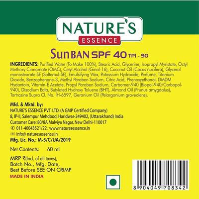 Nature's Essence Sun Ban Lotion Spf 40 60 ml - Face Sunscreen