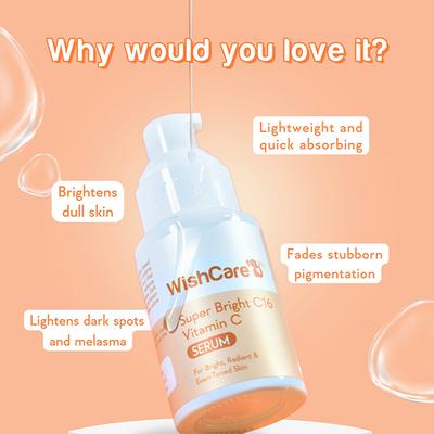 Wishcare Super Bright C16 Vitamin C Face Serum - Niacinamide, Kojic Acid and 4 - N - Br - For Pigmentation 30 ml - Face Serum