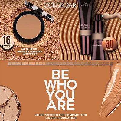 Colorbar 24 Hrs Wear Weightless Powder Foundation with SPF 30 -PF013 9.5gm - Compact Powder