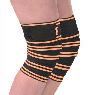 Tynor Weight Lifting Knee Wrap - Black & Orange (Pack of 2) - Knee/Ankle/Leg/Foot Supports