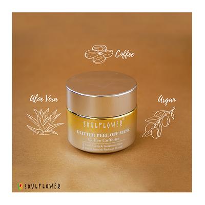 Soulflower Glitter Peel Off Mask - Coffee Caffeine 100 gm (N) - Masks & Peels