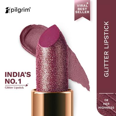 Pilgrim Glitter Lipstick Her Highness-08 Luxurious 3-D Glitter Formula With Matte Finish pink/wine 4.2 g - Lipsticks