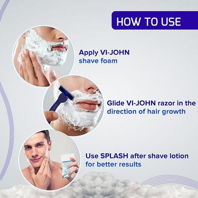 VI-John Classic Regular Skin Vitamin E Enriched 5 Way Action Shaving Foam for Men with Tea Tree Oil 200ml - Shaving Foams