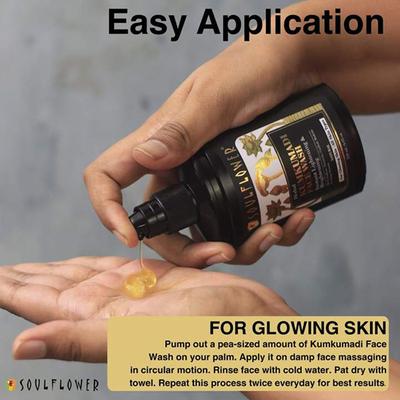 Soulflower Herbal Kumkumadi Face Wash with Saffron Turmeric Gudhal 100ml - Face Wash & Cleansers