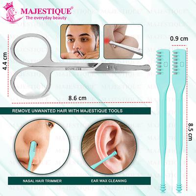 Majestique Nasal Hair Trimmers with Safety Scissor Nose and Ears Grooming Kits Multicolor 3's - Grooming Kits
