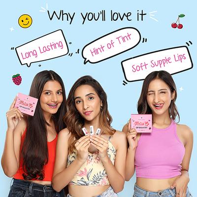 MyGlamm POPxo Makeup Pucker up lip balm Kit Cherry Blossoms Strawberry Kisses Berrylicious 3gm each 3's - Lip Balms