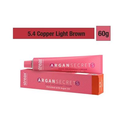 Streax Professional Argan Secret Hair Colourant Cream - Copper Light Brown 5.4 60 gm - Crème