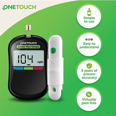 OneTouch Select Plus Combo Pack (Glucometer 1's + Test Strip 50's + Delica Plus Lancet (Pack of 2 x 25's)) - Blood Glucose Monitors/Strips