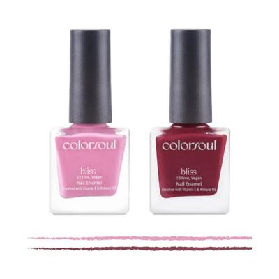 Colorsoul Bliss Vegan Nail Enamel, Pink Pie, Candy Floss, B02, B04 (Pack of 2 x 8 ml) 1's - Nail Polish