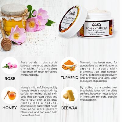Globus Naturals Honey & Rose Face & Body Scrub 50 gm - Face Scrubs