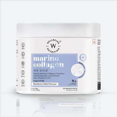 Wellbeing Nutrition Pure Korean Marine Collagen - Blueberry Mint 120 gm - Nutritional Bars