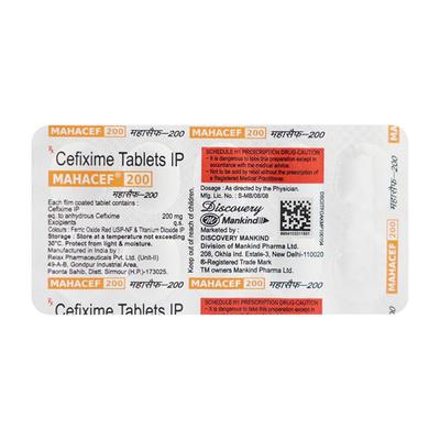 Mahacef 200mg Tablet 10'S - Bacterial Infections-Cep