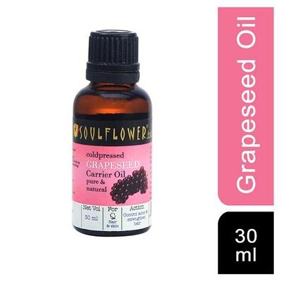 Soulflower Coldpressed Carrier Oil - Grapeseed 30 ml (N) - Hair Oils