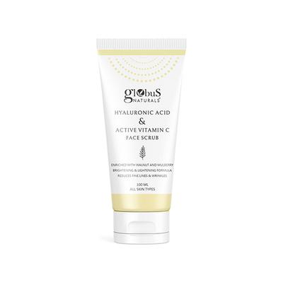 Globus Naturals Hyaluronic Acid & Vitamin C Anti Ageing Face Scrub, Enriched with Walnut & Mulberry 100 gm - Scrubs & Exfoliants