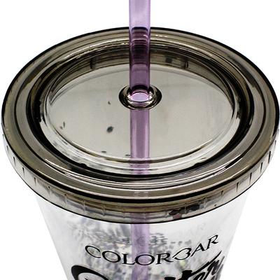 Colorbar Sipper Grey Glass with Lid and Straw 1's - Makeup Bags & Cases
