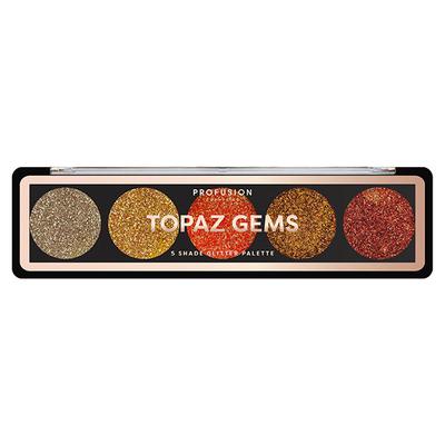 Profusion Cosmetics 5 Shade Glitter Eye Shadow Pallete Topaz Gems (4.5 gm) - Eye Shadow Palettes