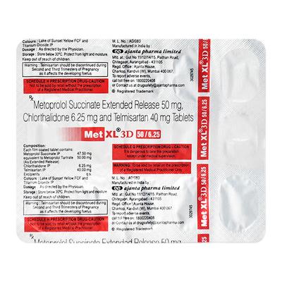 MET XL 3D 50/6.25 Tablet 15's - Hypertension-Ana