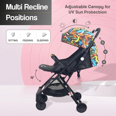 R for Rabbit Pocket Stroller Lite Stroller - Black & Muliti colour 1's - Baby Safety