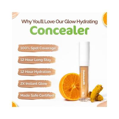 Mamaearth Glow Hydrating Concealer with Vitamin C & Turmeric for 100% Spot Coverage 02 Creme Glow 6 ml - Concealer