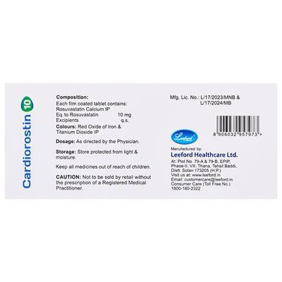CARDIOROSTIN 10mg Tablet 10's - High Cholesterol-Dys