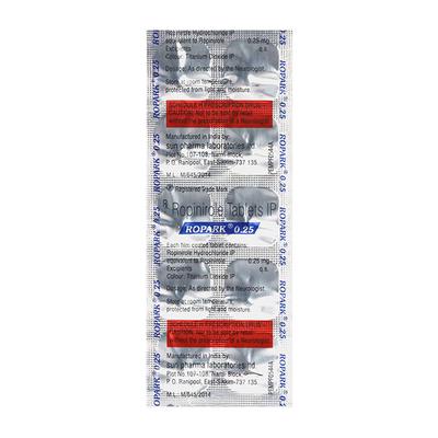 Ropark 0.25mg Tablet 10'S - Parkinsonism-Apd