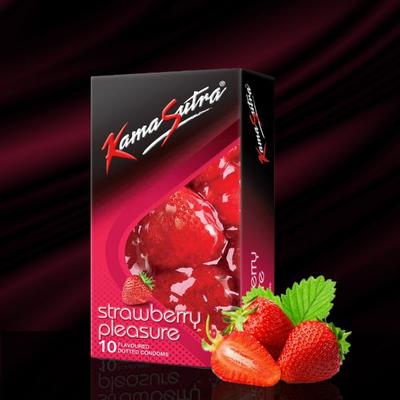 Kamasutra Flavoured Dotted Condoms - Strawberry Pleasure 10's - Plain/Flavoured Condoms