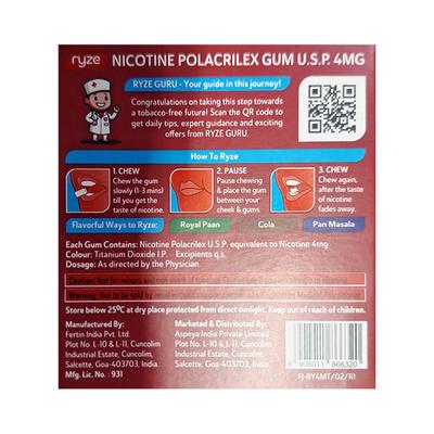 RYZE 4 MG FROSTY MINT NICOTINE Gum 9's - Smoking cessation