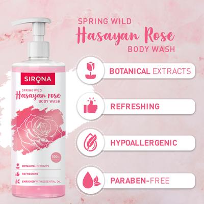 Sirona Body Wash - Hasayan Rose 500 ml - Shower Gels & Body Wash