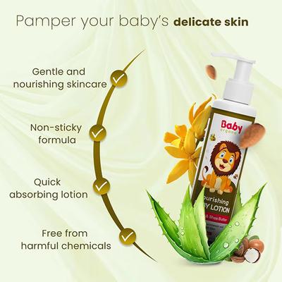 Baby Organo Ayurvedic Nourishing Baby Lotion - Wheat Germ & Ylang Ylang Oil 200 ml - Creams, Lotions & Oils