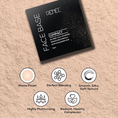 RENEE Face Base Compact - Macadamia Beige 9 gm - Compact Powder