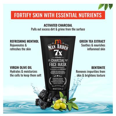 Man Arden 7X Activated Charcoal Face Mask 100 ml - Masks & Peels