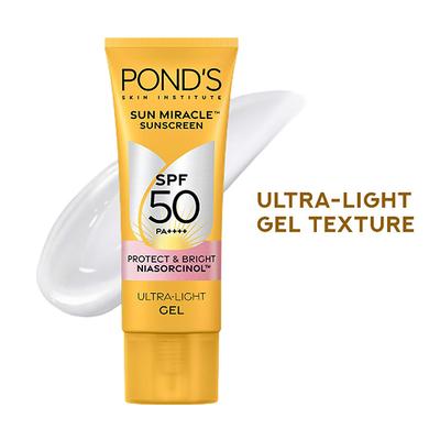 POND'S Sun Miracle, with 3% Niasorcinol, Ultra Light Gel SPF 50 for Radiant Skin 100gm - Body Sunscreen