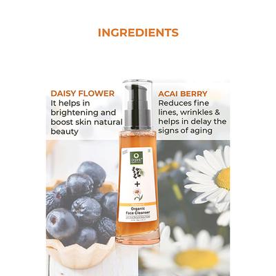 Organic Harvest Brightening Face Cleanser Kakadu Plum,Acai Berry & Rice Water Enriched With Vitamin C 150 ml - Face Wash & Cleansers