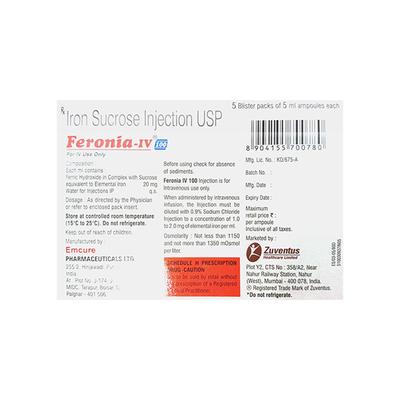 Feronia IV 100 Injection 5ml - Iron Supplement/Anaemia-Vma