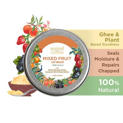 Alyuva Ghee Enriched Natural Mixed Fruit Lip Balm, for all ages 7 gm - Lip Balms