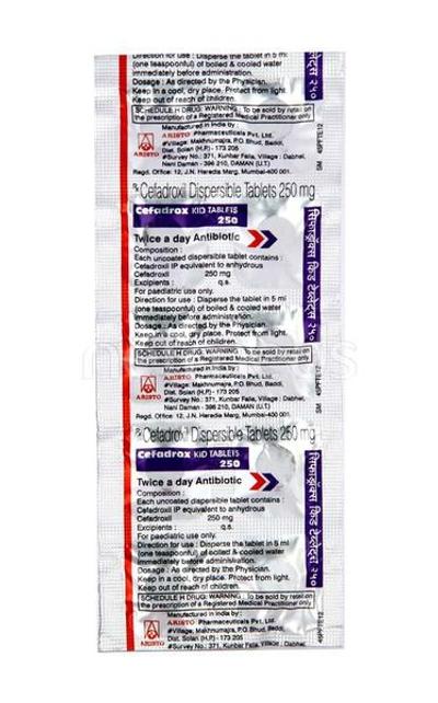 Cefadrox Kid 250mg Tablet 10'S - Bacterial Infections-Cep